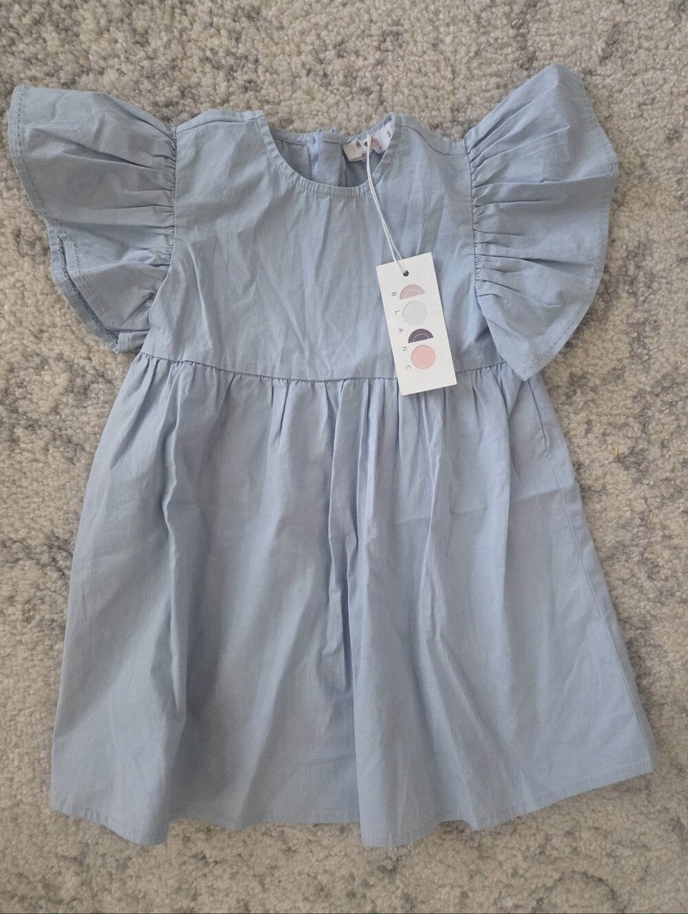 Light Blue Short Sleeve Ruffle Dress for Kids